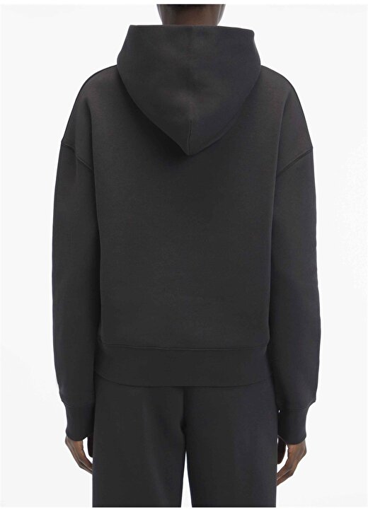 Calvin Klein Kapüşon Yaka Düz Siyah Kadın Sweatshırt METALLIC MICRO LOGO HOODIE 3