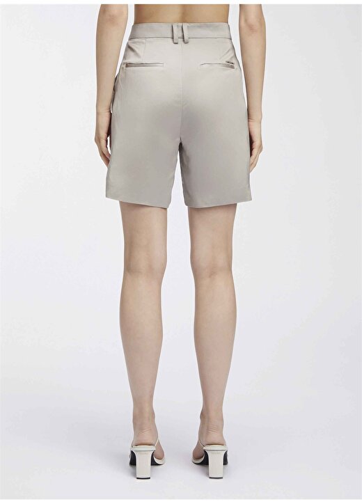 Calvin Klein Yüksek Bel Normal Açık Gri Kadın Şort VISCOSE LINEN SHORTS 3