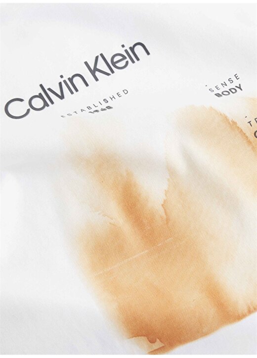 Calvin Klein Bisiklet Yaka Baskılı Beyaz Kadın T-Shirt WATERCOLOR FADE T SHIRT 2