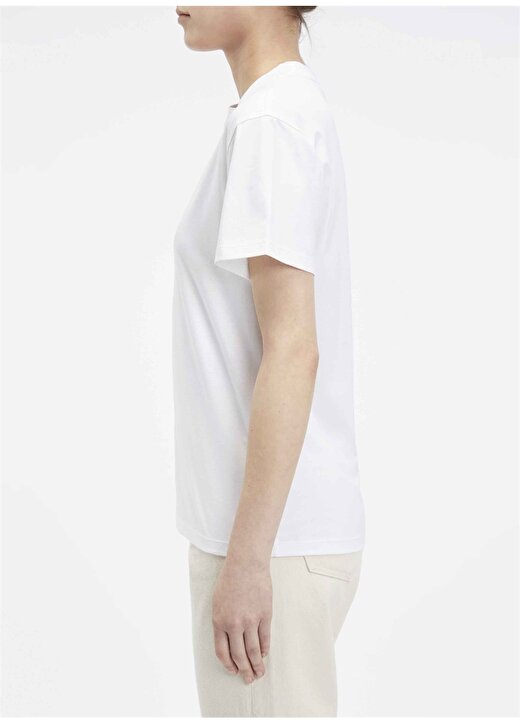 Calvin Klein Bisiklet Yaka Düz Beyaz Kadın T-Shirt METALLIC MICRO LOGO T SHIRT 2