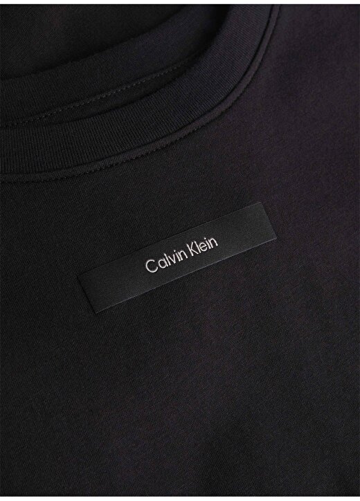 Calvin Klein Bisiklet Yaka Düz Siyah Kadın T-Shirt MICRO LOGO T SHIRT 2