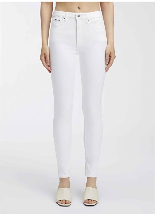 Calvin Klein Yüksek Bel Skinny Paça Normal Beyaz Kadın Denim Pantolon HIGH RISE SKINNY INFINITE WHITE 1