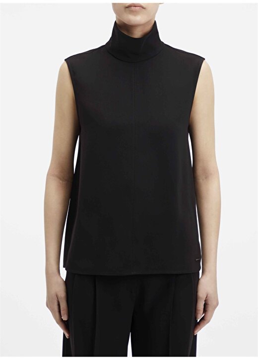 Calvin Klein Balıkçı Yaka Düz Siyah Kadın Bluz STRUCTURE TWLL NS MOCK NECK TOP 1