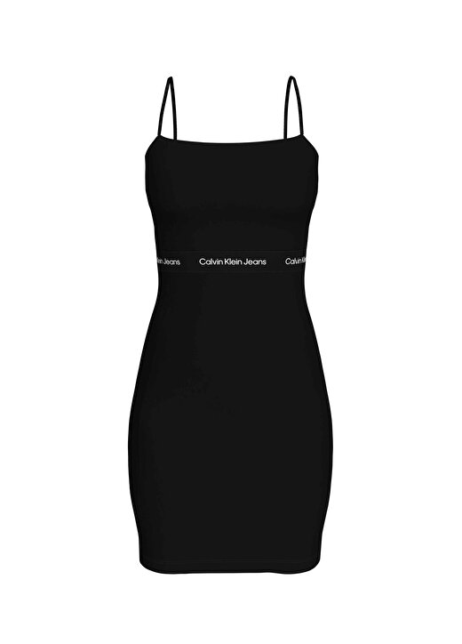 Calvin Klein Jeans Kare Yaka Düz Siyah Kısa Kadın Elbise J20J219644BEH 1