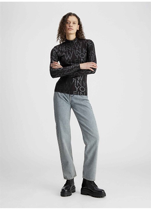 Calvin Klein Jeans Yüksek Bel Düz Paça Normal Mavi Kadın Denim Pantolon J20J2224551A4 1