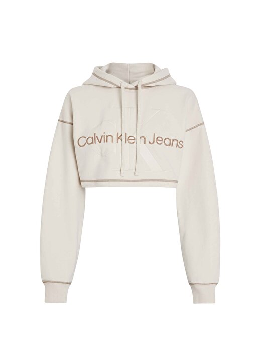 Calvin Klein Jeans Kapüşon Yaka Nakışlı Ekru Kadın Sweatshırt J20J222540YBI 1