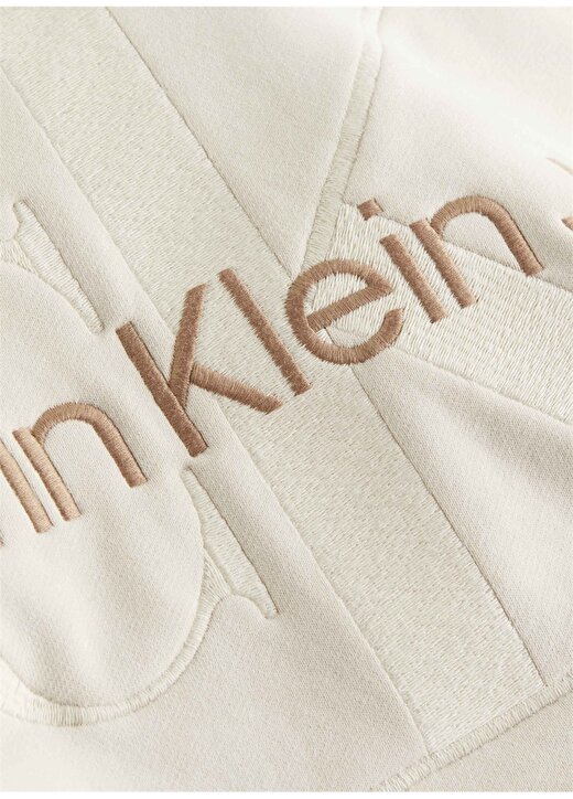 Calvin Klein Jeans Kapüşon Yaka Nakışlı Ekru Kadın Sweatshırt J20J222540YBI 2