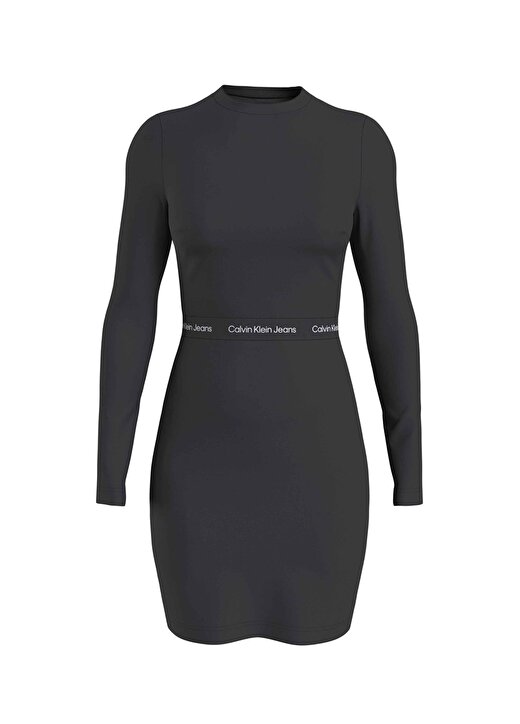 Calvin Klein Jeans Yuvarlak Yaka Düz Siyah Kısa Kadın Elbise J20J222518BEH 1