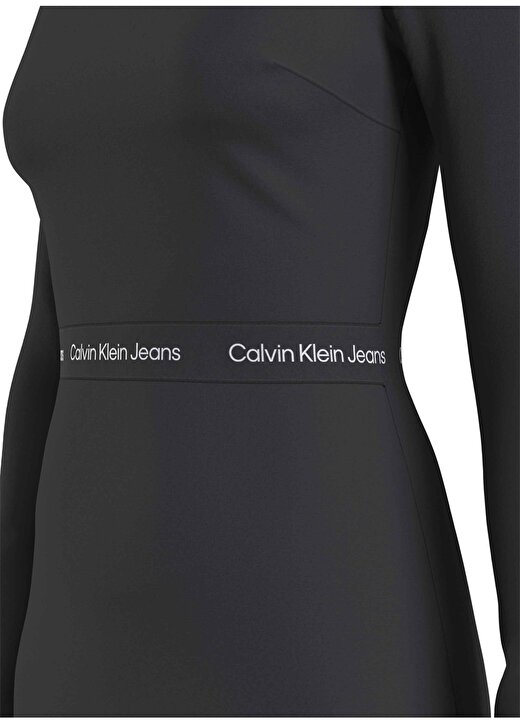 Calvin Klein Jeans Yuvarlak Yaka Düz Siyah Kısa Kadın Elbise J20J222518BEH 2