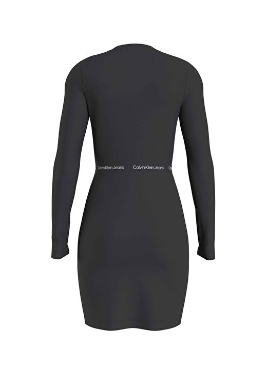 Calvin Klein Jeans Yuvarlak Yaka Düz Siyah Kısa Kadın Elbise J20J222518BEH 4