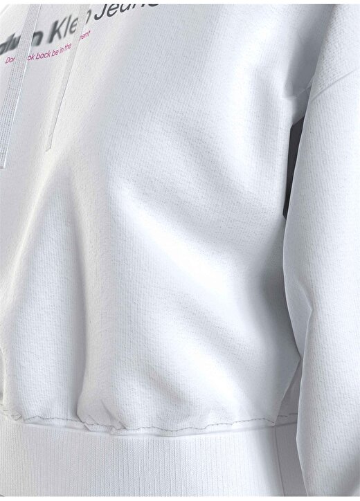 Calvin Klein Jeans Kapüşon Yaka Baskılı Beyaz Kadın Sweatshırt J20J222543YAF 2