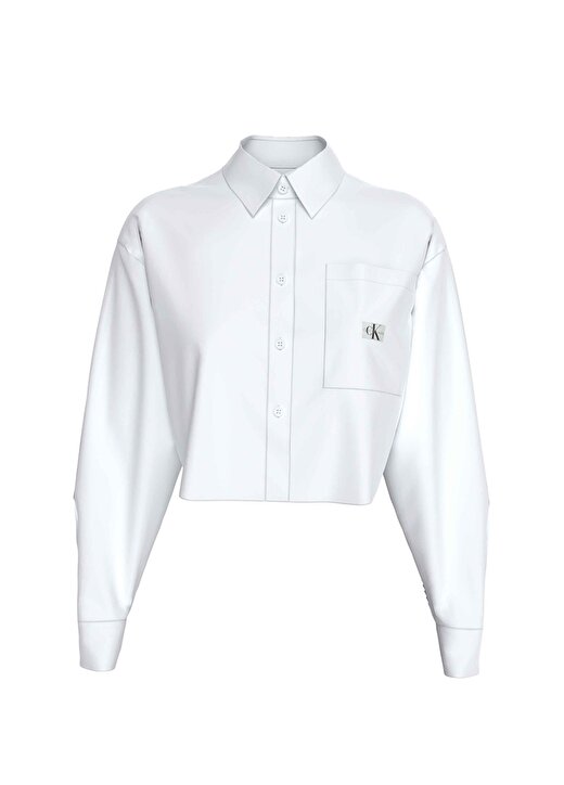 Calvin Klein Jeans Normal Gömlek Yaka Düz Beyaz Kadın Gömlek J20J222614YAF 1
