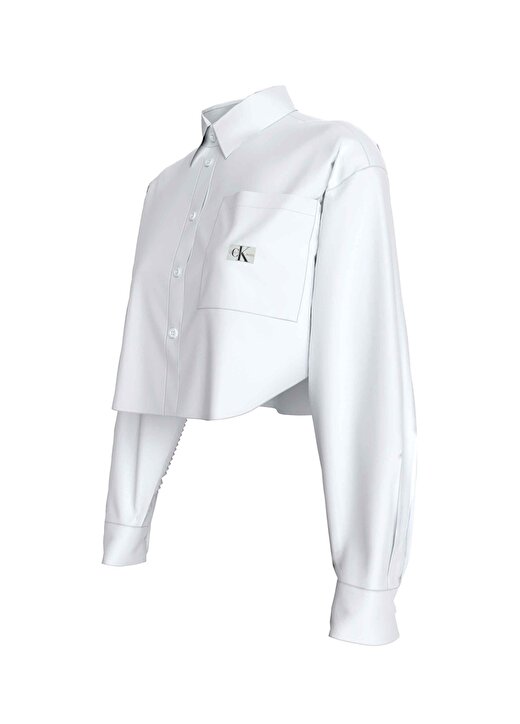 Calvin Klein Jeans Normal Gömlek Yaka Düz Beyaz Kadın Gömlek J20J222614YAF 2