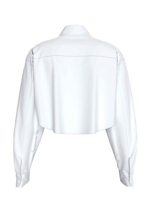 Calvin Klein Jeans Normal Gömlek Yaka Düz Beyaz Kadın Gömlek J20J222614YAF 4