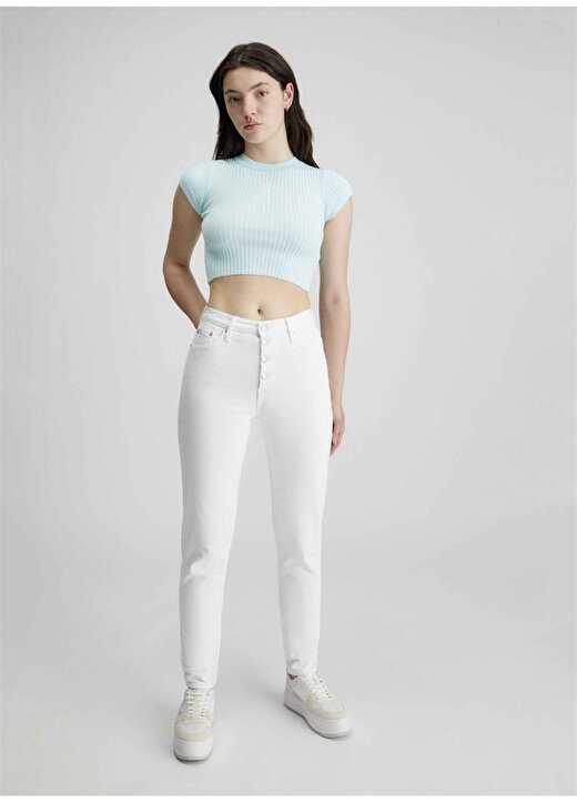 Calvin Klein Jeans Yüksek Bel Dar Paça Normal Beyaz Kadın Denim Pantolon J20J2227651AA 3