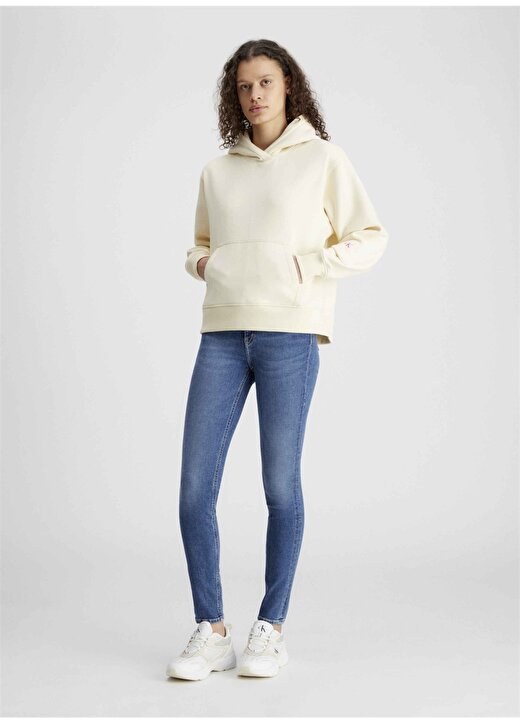 Calvin Klein Jeans Kapüşon Yaka Baskılı Açık Sarı Kadın Sweatshırt J20J222895ZCY 1