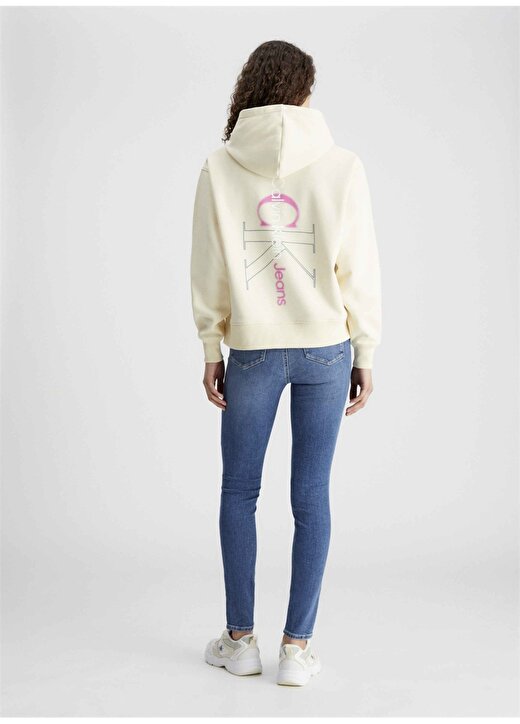 Calvin Klein Jeans Kapüşon Yaka Baskılı Açık Sarı Kadın Sweatshırt J20J222895ZCY 3