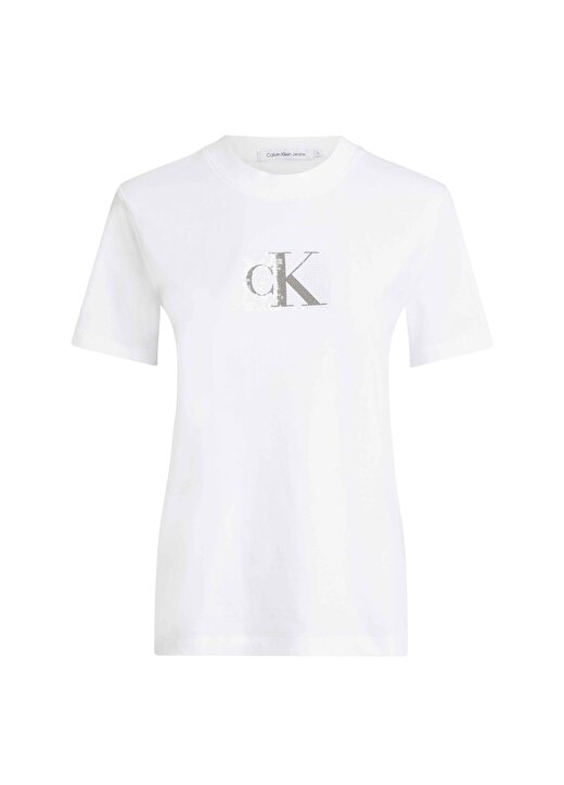 Calvin Klein Jeans Bisiklet Yaka Baskılı Beyaz Kadın T-Shirt J20J222961YAF 1