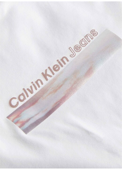 Calvin Klein Jeans Bisiklet Yaka Baskılı Beyaz Kadın T-Shirt J20J223167YAF 3
