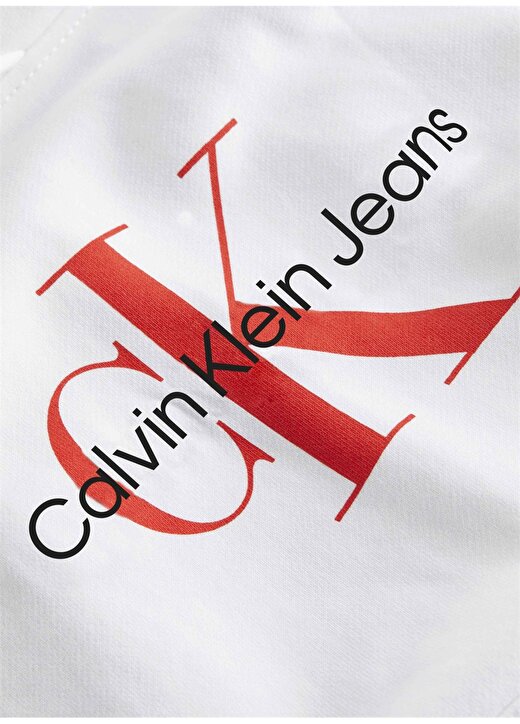 Calvin Klein Jeans Kapüşon Yaka Baskılı Beyaz Kadın Sweatshırt J20J223077YAF 2