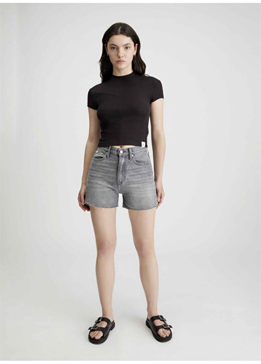 Calvin Klein Jeans Yüksek Bel Normal Gri Kadın Denim Şort J20J2235081BZ 2