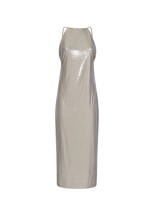 Calvin Klein Klasik Yaka Düz Gri Midi Kadın Elbise K20K206166PA8 1