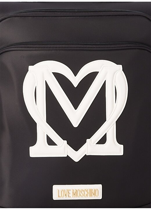Love Moschino Siyah - Beyaz Unisex 38X55x18 Cm Çekçekli Kumaş Valiz VIAGGIO TROLLEY NYLON NERO+ BIANCO 4