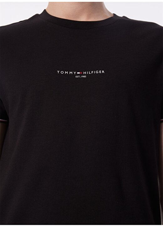 Tommy Hilfiger Bisiklet Yaka Siyah Erkek T-Shirt MW0MW32584 4