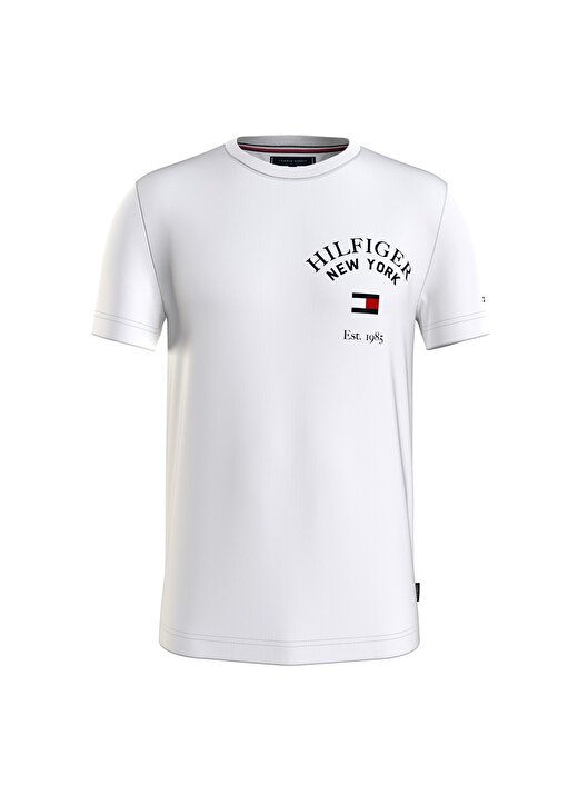 Tommy Hilfiger Bisiklet Yaka Beyaz Erkek T-Shirt MW0MW33689 1