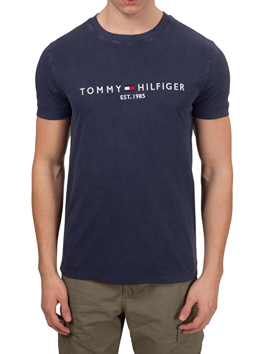 Tommy Hilfiger Bisiklet Yaka Mavi Erkek T-Shirt MW0MW35186 3