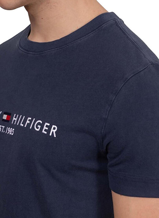 Tommy Hilfiger Bisiklet Yaka Mavi Erkek T-Shirt MW0MW35186 1