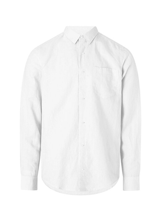 Calvin Klein Slim Fit Düğmeli Yaka Beyaz Erkek Gömlek K10K108664YAF 1
