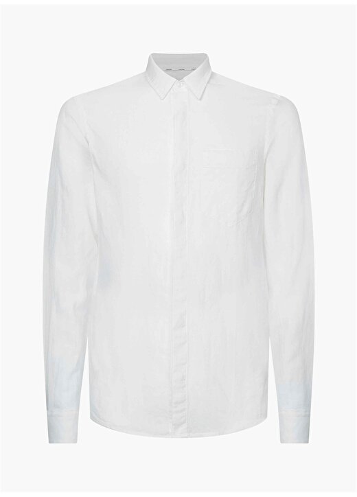 Calvin Klein Slim Fit Düğmeli Yaka Beyaz Erkek Gömlek K10K108664YAF 3