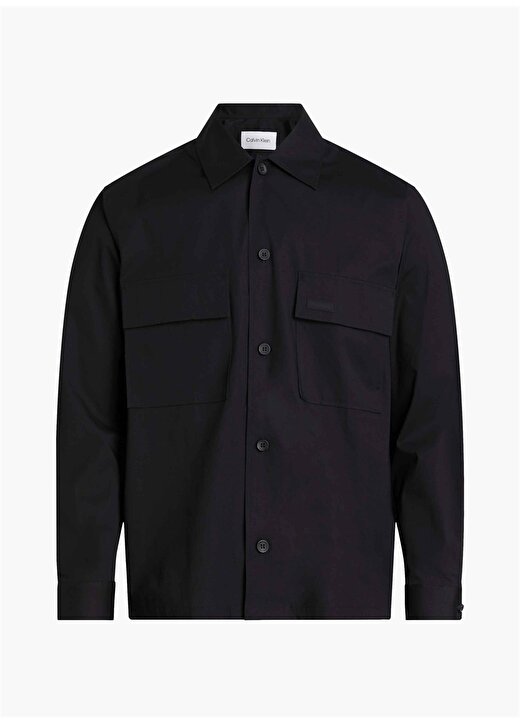 Calvin Klein Slim Fit Düğmeli Yaka Siyah Erkek Gömlek K10K111364BEH 4