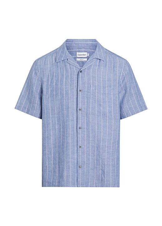 Calvin Klein Slim Fit Düğmeli Yaka Mavi Erkek Gömlek K10K112701C41 1