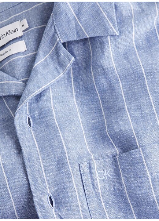 Calvin Klein Slim Fit Düğmeli Yaka Mavi Erkek Gömlek K10K112701C41 2