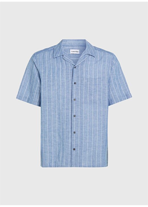 Calvin Klein Slim Fit Düğmeli Yaka Mavi Erkek Gömlek K10K112701C41 3