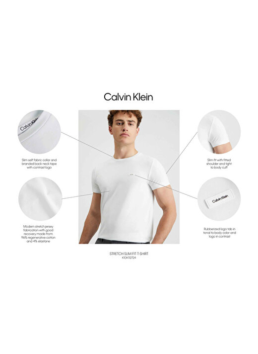 Calvin Klein Bisiklet Yaka Beyaz Erkek T-Shirt K10K112724YAF 4