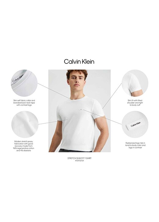 Calvin Klein Bisiklet Yaka Beyaz Erkek T-Shirt K10K112724YAF 4