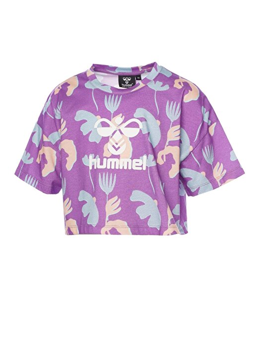 Hummel Desenli Mor Kız Çocuk T-Shirt 911781-3639-HMLASHLEY T-SHIRT S/S 1