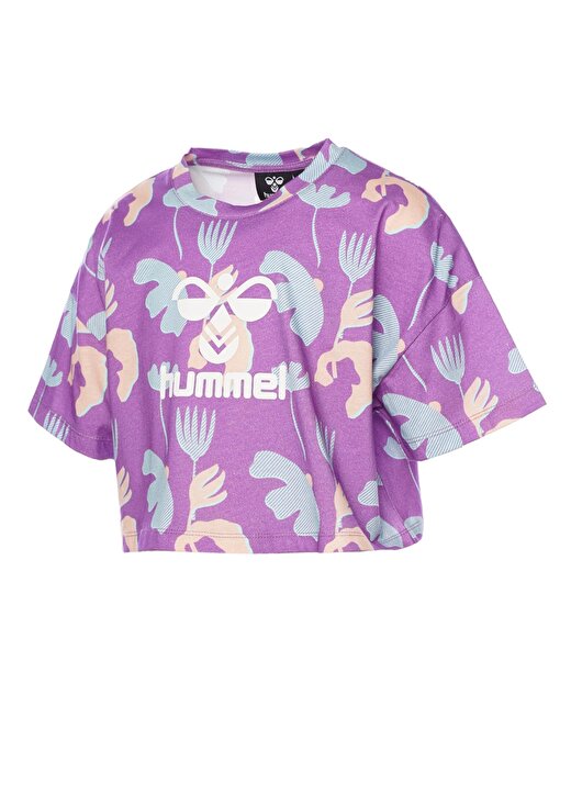 Hummel Desenli Mor Kız Çocuk T-Shirt 911781-3639-HMLASHLEY T-SHIRT S/S 2