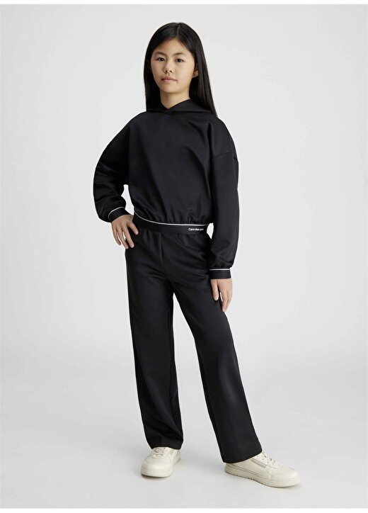 Calvin Klein Siyah Kız Çocuk Eşofman Takımı SHINE LOGO TAPE HWK HOODIE SET 1