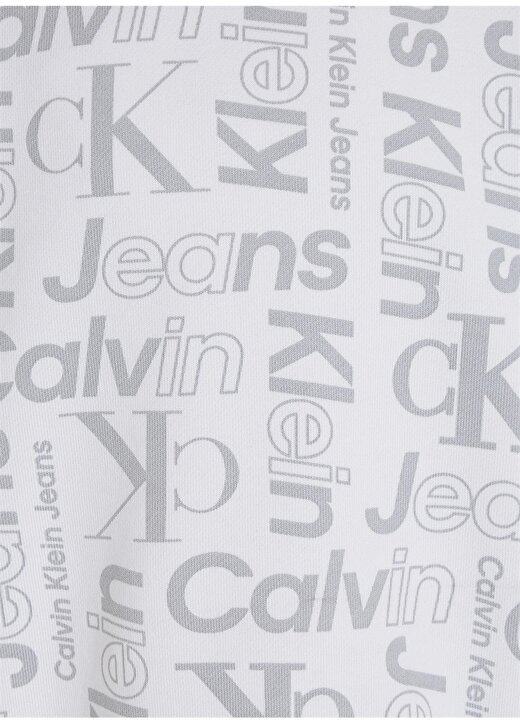 Calvin Klein Baskılı Erkek Beyaz Sweatshırt INST. CK AOP CREWNECK 4