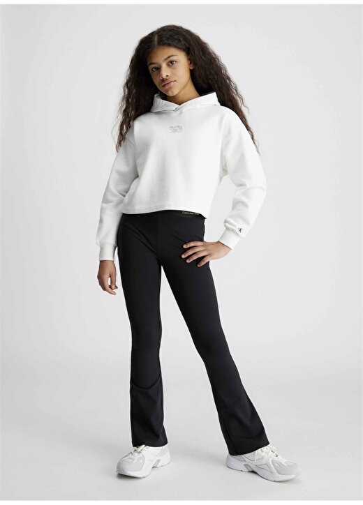 Calvin Klein İspanyol Paça Siyah Kız Çocuk Eşofman Altı LOGO TAPE PUNTO PANTS 2