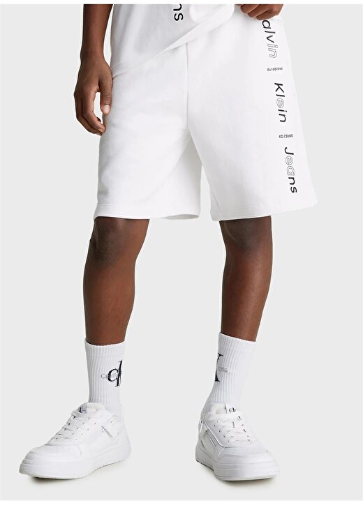 Calvin Klein Normal Beyaz Erkek Şort MAXI INST.LOGO RLXD SHORTS 2