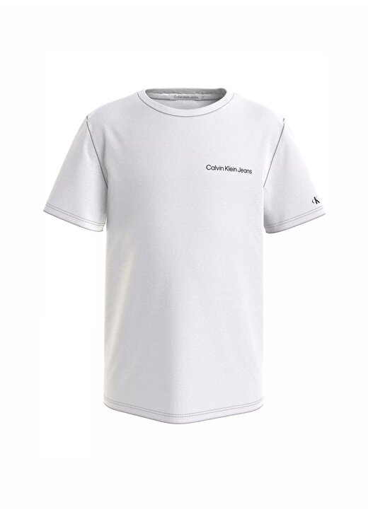 Calvin Klein Beyaz Kız Çocuk T-Shirt CHEST INST. LOGO SS T-SHIRT 4