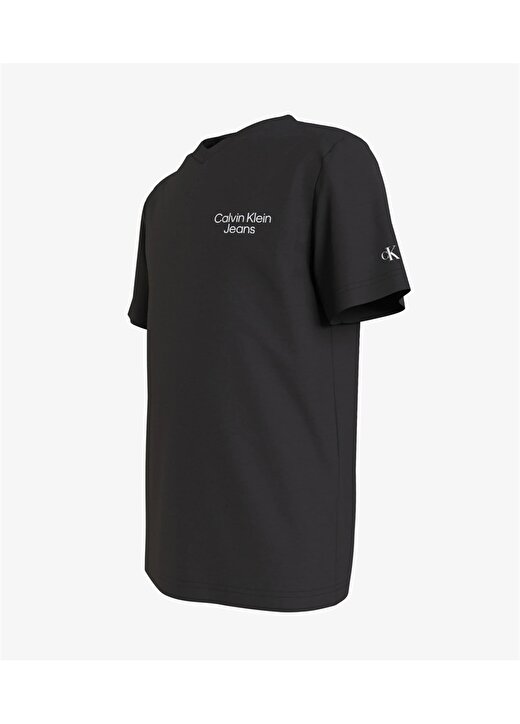 Calvin Klein Siyah Erkek T-Shirt CKJ STACK LOGO V-NECK T-SHIRT 2
