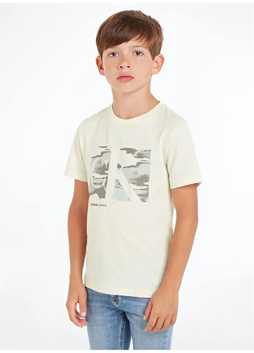 Calvin Klein Baskılı Beyaz Erkek Çocuk T-Shirt SERENITY MONOGRAM SS T-SHIRT 1