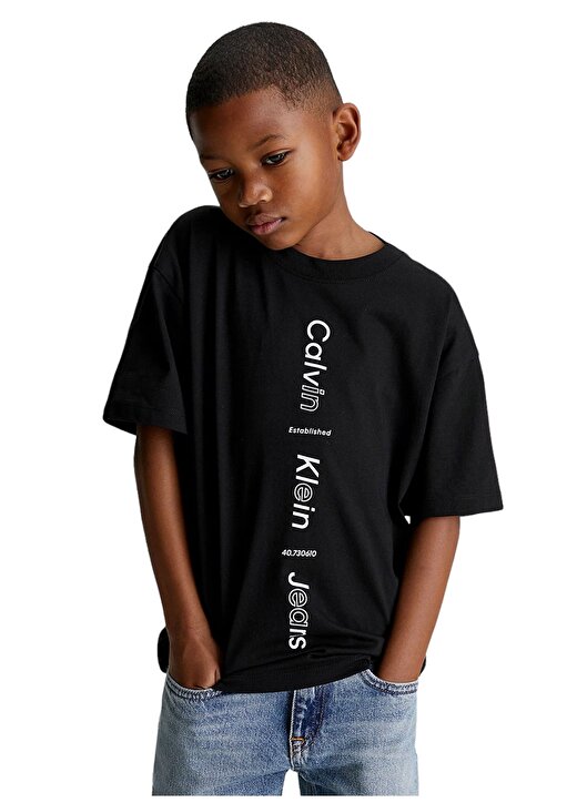 Calvin Klein Baskılı Siyah Erkek T-Shirt MAXI INST.LOGO RLXD SS T-SHIRT 1