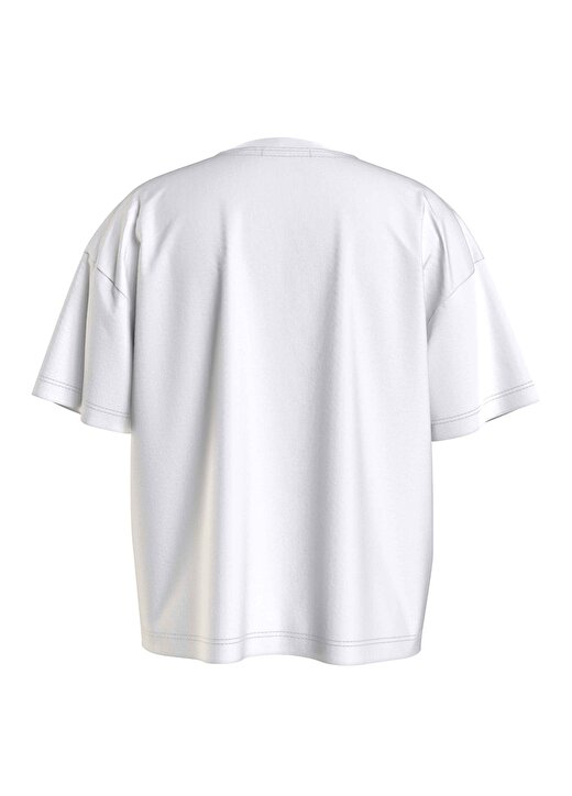 Calvin Klein Baskılı Beyaz Kız Çocuk T-Shirt METALLIC CKJ BOXY T-SHIRT 4